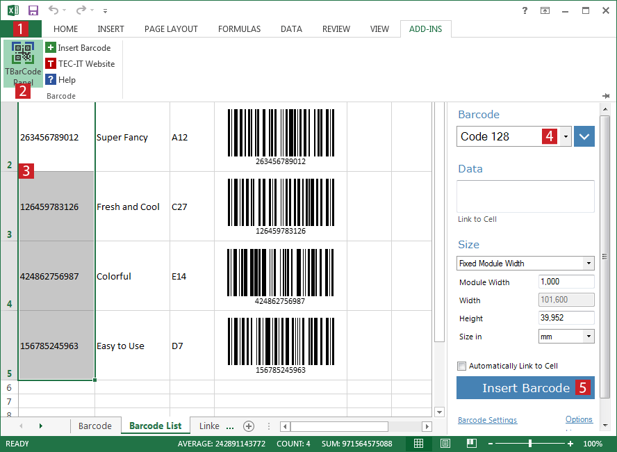 barcode fonts in excel for mac